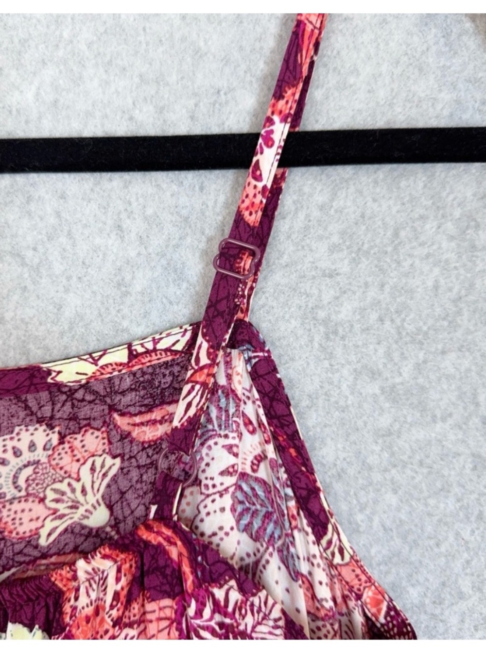 Old Navy Dress Womens Small Purple Burgundy Floral Tiered Sleeveless Boho Spring - Picture 8 of 13